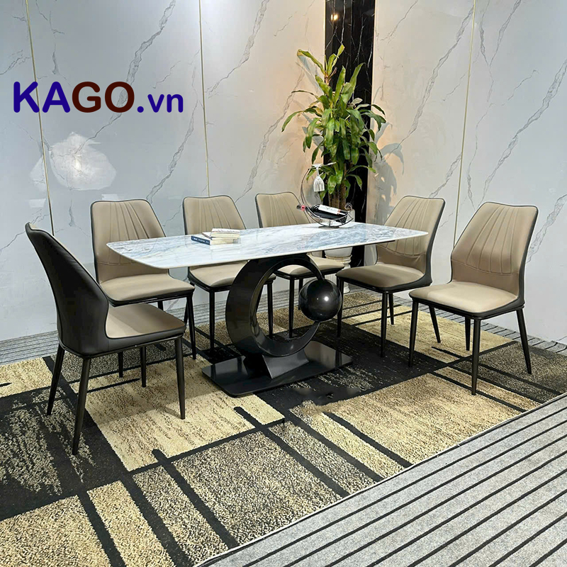 Bộ Bàn Ăn Nhập Khẩu 6 Ghế Mặt Bàn Đá BGA-360 - Ảnh 2