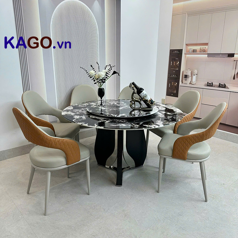 Bộ Bàn Ăn Tròn Xoay 6 Ghế Nhập Khẩu BGA-352