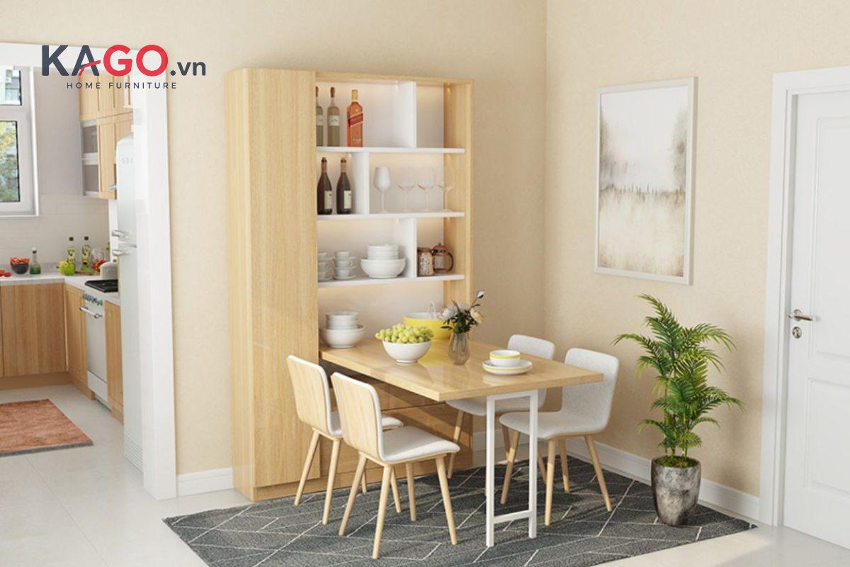 Mẫu bàn gấp gắn tường hình chữ nhật thiết kế tối giản