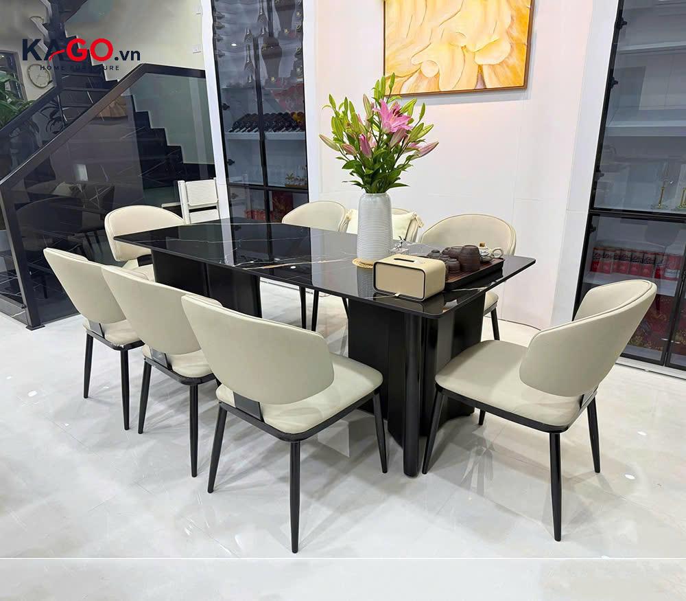 Bộ Bàn Ăn 8 Ghế Nhập Khẩu Mặt Đá Ceramic 2m - BGA802
