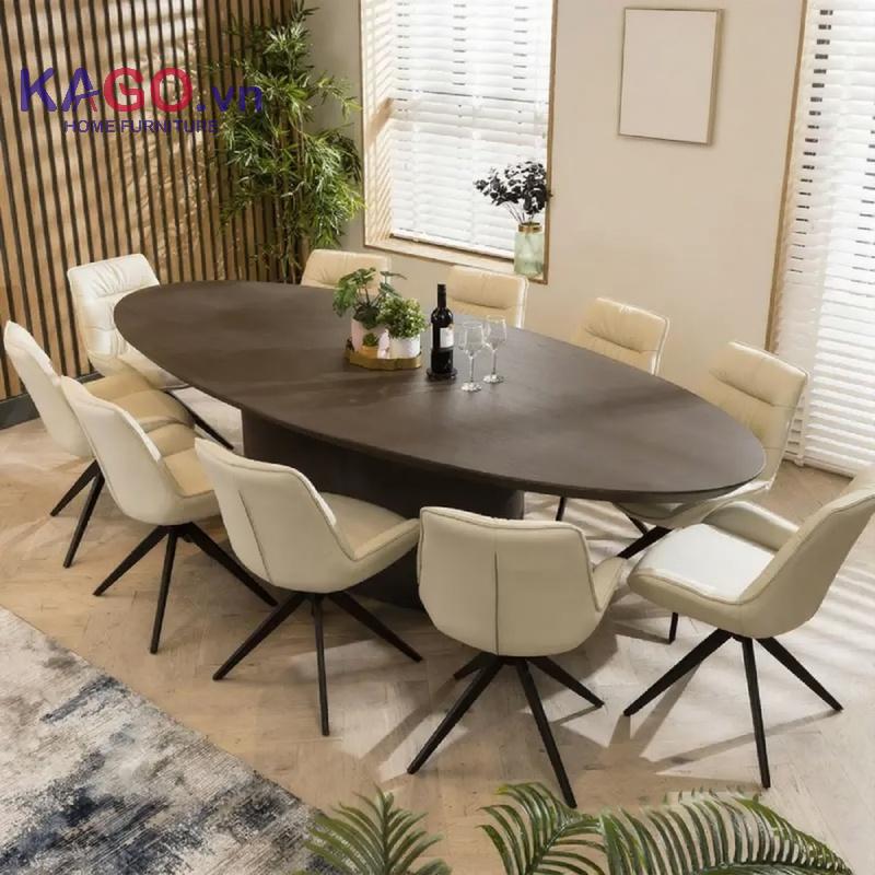Thông số kích thước bàn ăn hình Oval cho 10 người