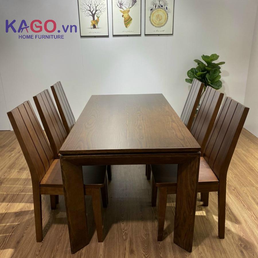Mẫu bàn ăn 6 người kích thước tiêu chuẩn theo hình chữ nhật