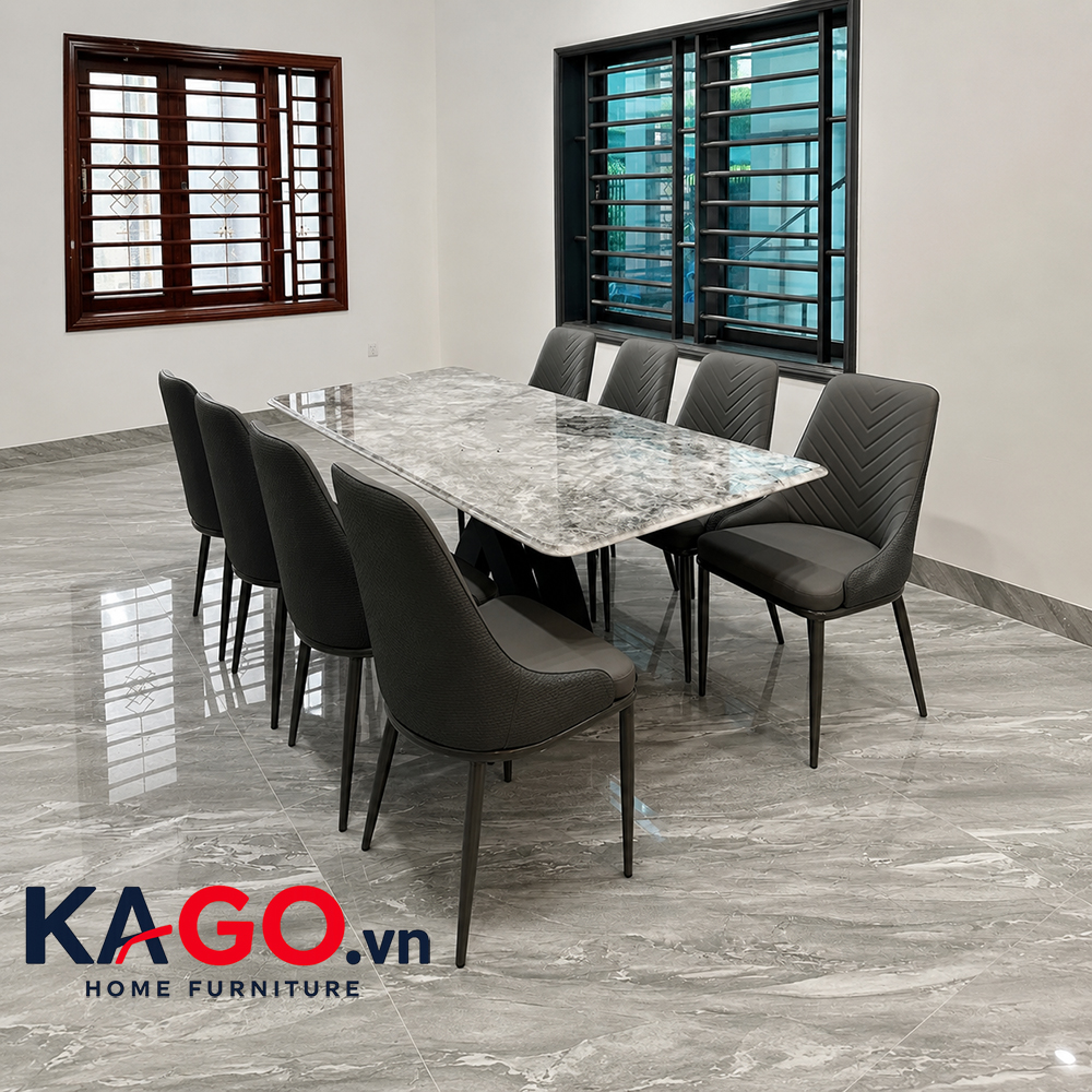 Bộ Bàn Ăn Mặt Đá Nhập Khẩu 8 Ghế BGA-1266