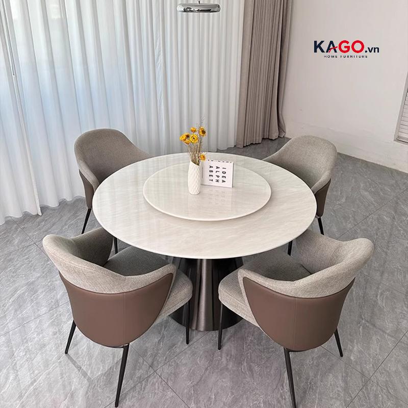 Mẫu bàn ăn 4 ghế nhập khẩu hình tròn mâm xoay