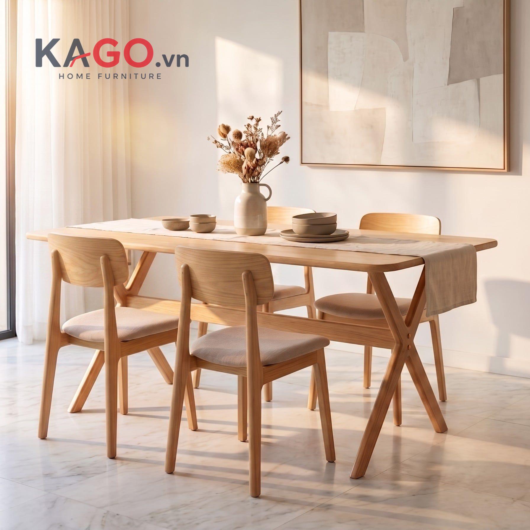 Mẫu bàn ăn phong cách Scandinavian tối giản, hiện đại