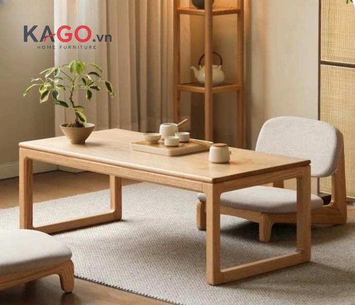 Bàn ăn kiểu Nhật ghi điểm nhờ thiết kế gọn gàng, tiết kiệm diện tích, dễ kết hợp với nhiều phong cách nội thất và mang đến không gian dùng bữa ấm cúng