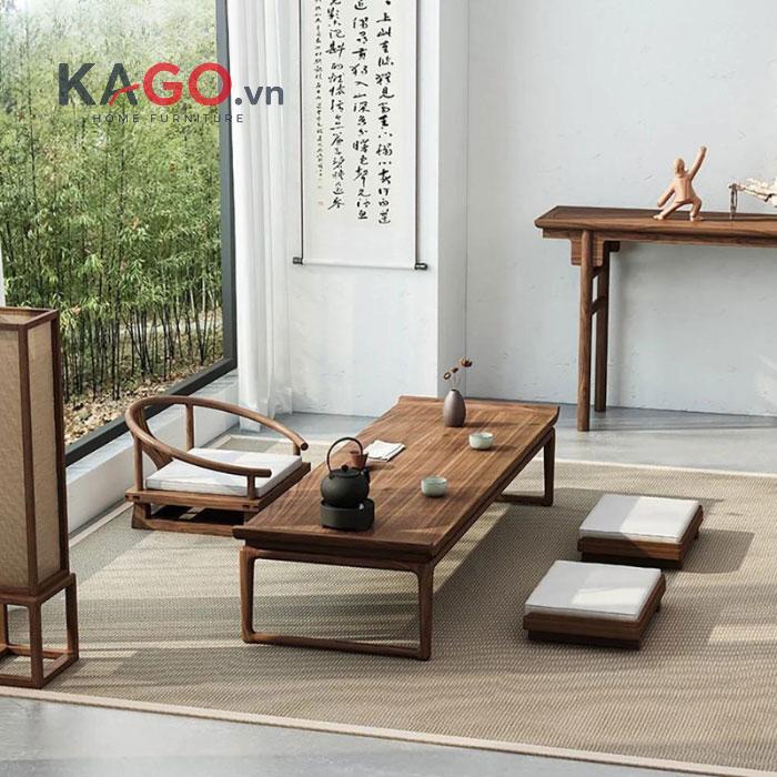 Bàn ăn chân thấp mang đến tư thế ngồi thoải mái hơn so với bàn ngồi bệt nhưng vẫn giữ được nét tối giản đặc trưng của mẫu bàn kiểu Nhật