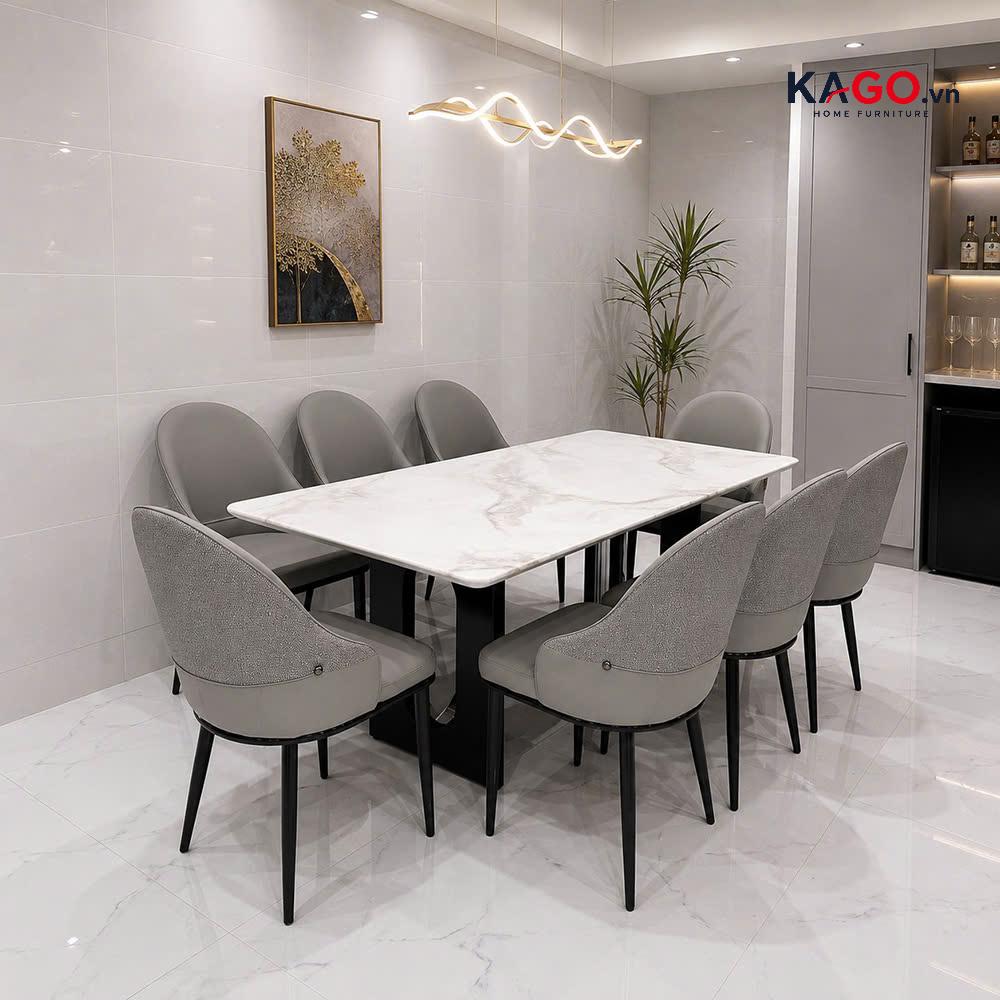 Bộ bàn ăn nhập khẩu với mặt đá nung kết