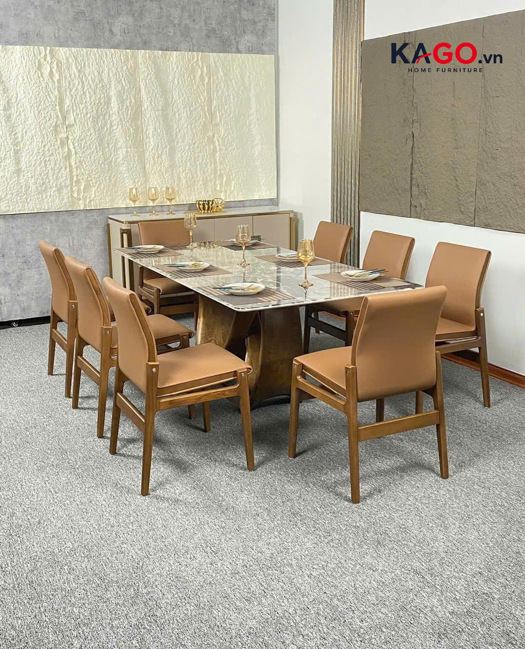 Mẫu bàn ăn mặt đá marble sang trọng
