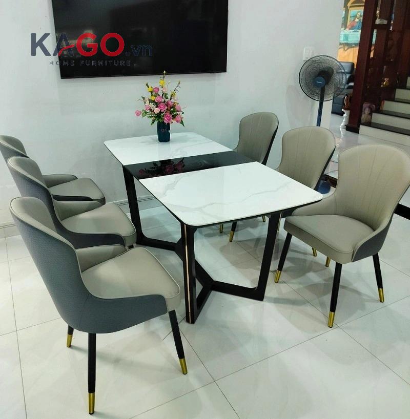 Bàn ăn mặt đá tích hợp bếp từ sở hữu bề mặt bền chắc, dễ vệ sinh và tạo điểm nhấn hiện đại, đẳng cấp cho phòng ăn