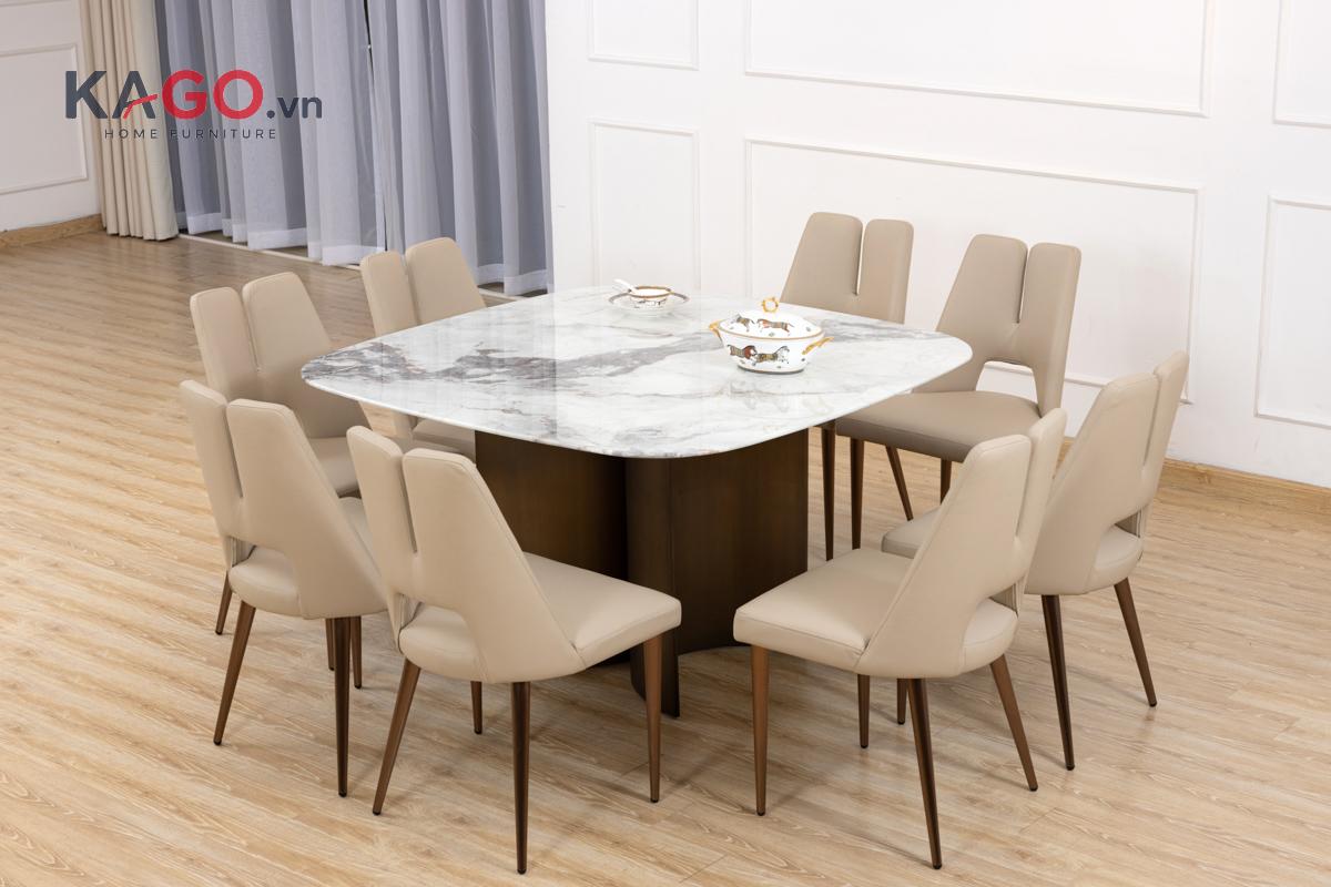 Mẫu bàn ăn vuông mặt đá mang đến vẻ đẹp tinh tế, hiện đại và đáp ứng nhu cầu sử dụng lâu dàiMẫu bàn ăn vuông mặt đá mang đến vẻ đẹp tinh tế, hiện đại và đáp ứng nhu cầu sử dụng lâu dài