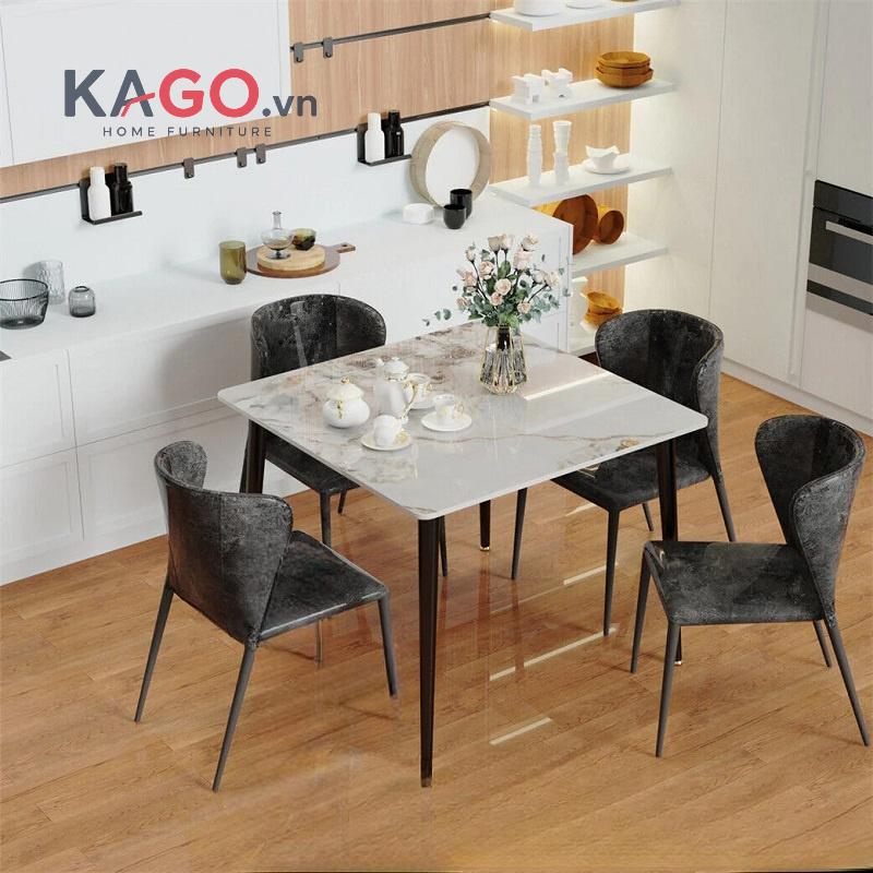 Bàn ăn vuông chân sắt nổi bật với thiết kế hiện đại, bền chắc và phù hợp với nhiều phong cách nội thất