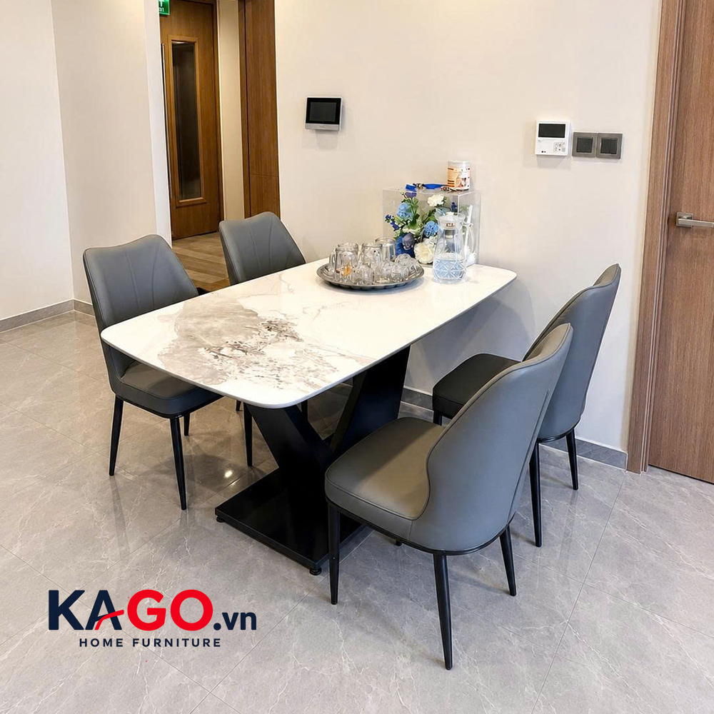 Bộ Bàn Ăn Mặt Đá 4 Ghế Nhập Khẩu BA-797