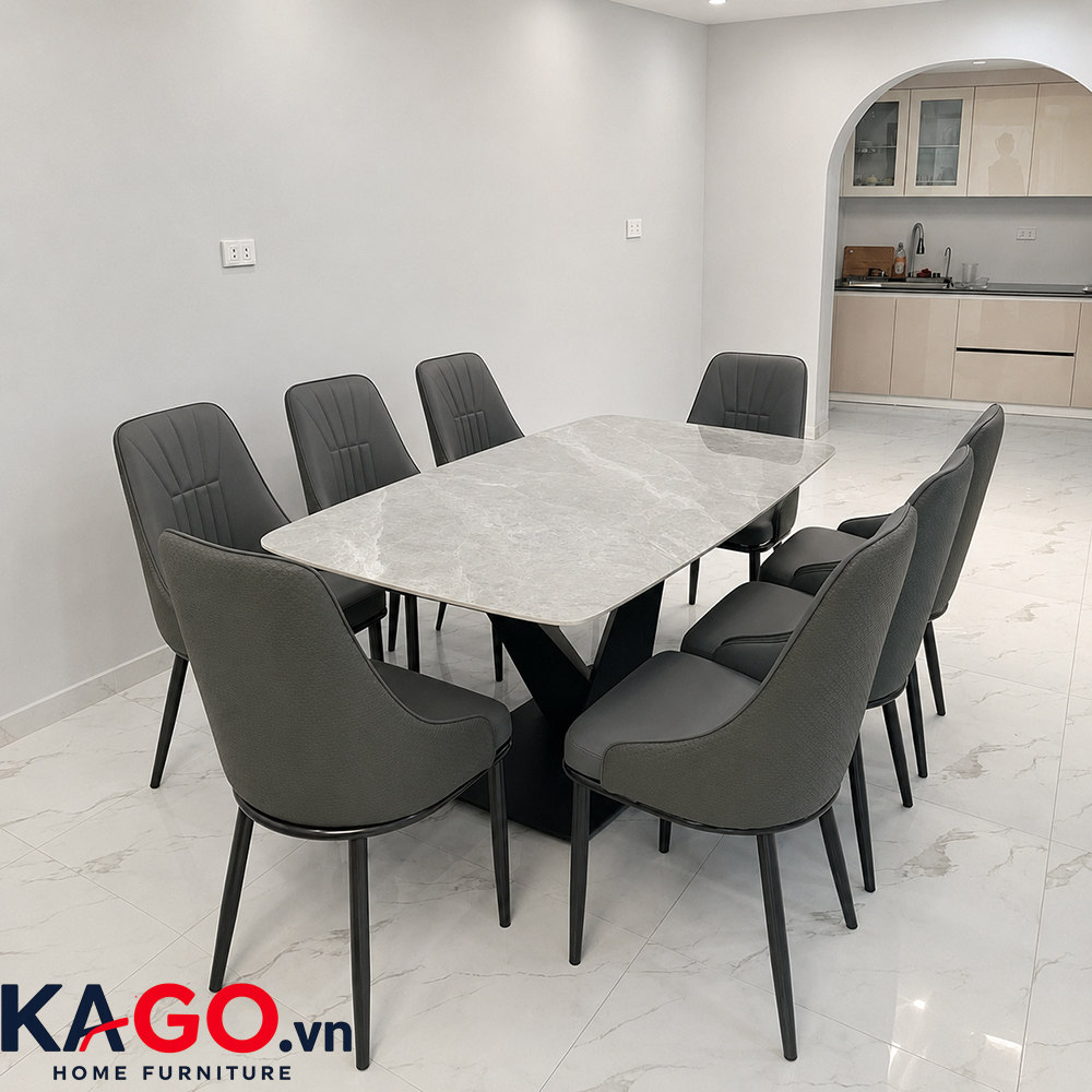 Bộ Bàn Ăn 8 Ghế Mặt Đá 1m6 BGA-1155