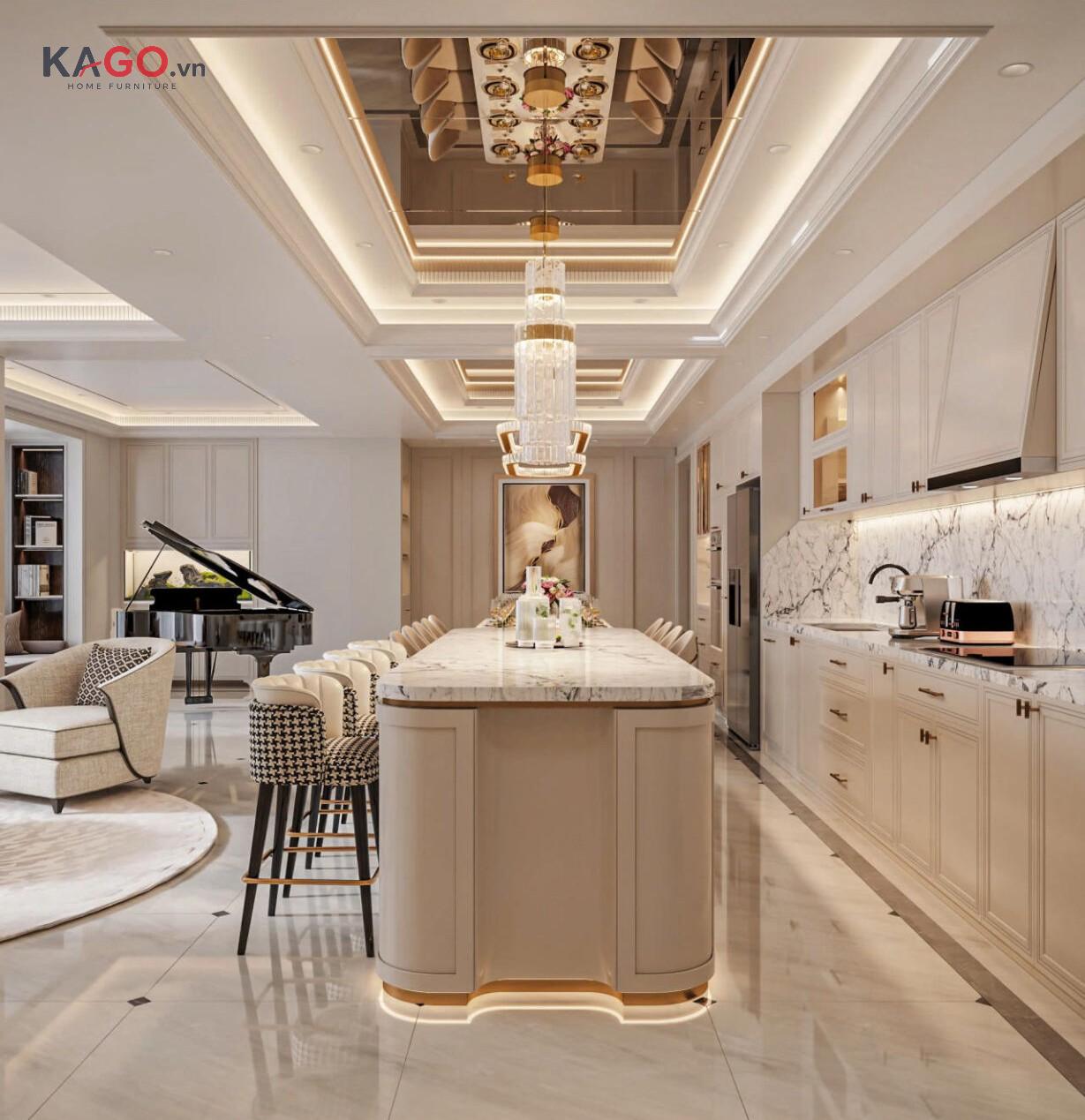 Thiết kế quầy bar ngăn bếp và phòng khách kích cỡ lớn