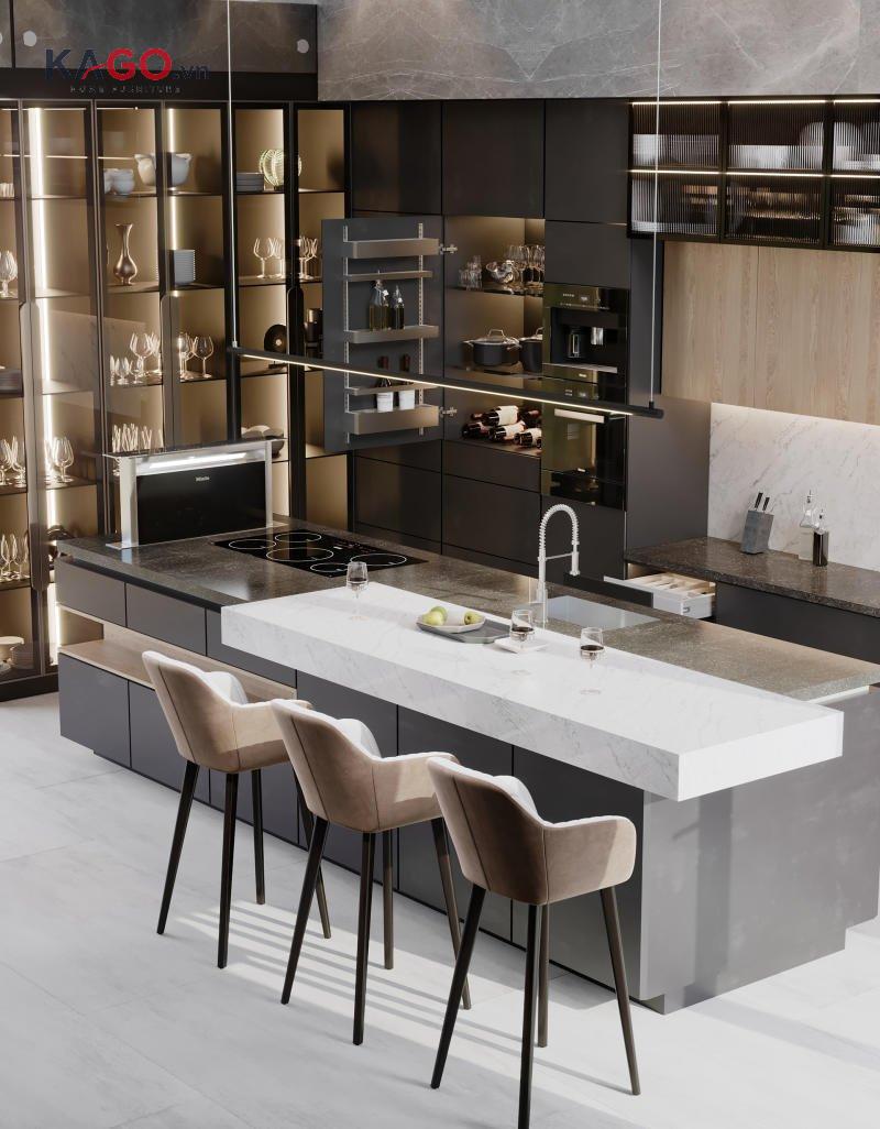 Kích thước quầy bar cần cân đối với diện tích và mục đích sử dụng để đảm bảo sự thoải mái, tiện nghi