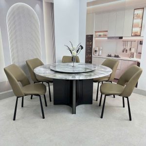 Bộ Bàn Tròn Mặt Đá 6 Ghế Nhập Khẩu BAT-379